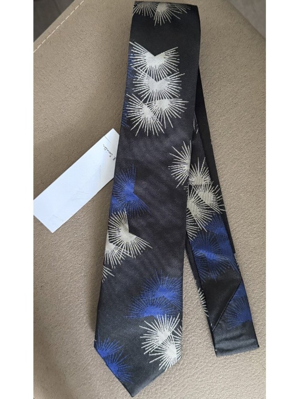 Paul Smith Silk Tie Black Sun Flare Print Made in England NWT $150 Retail 8cm